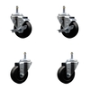 Service Caster 3.5'' Hard Rubber Wheel Swivel 7/16'' Grip Ring Stem Caster Set 2 Brakes, 4PK SCC-GR20S3514-HRS-TLB-716138-2-S-2